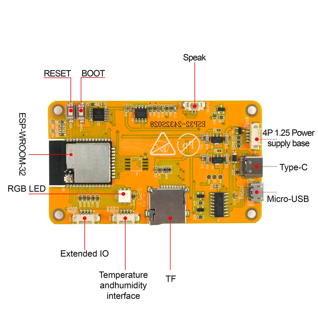 RCmall 2.8'' ESP32 Display ESP32-2432S028R 240*320 2.8inch LCD TFT Module ILI9341 Driver Resistive Touchscreen for Arduino IoT