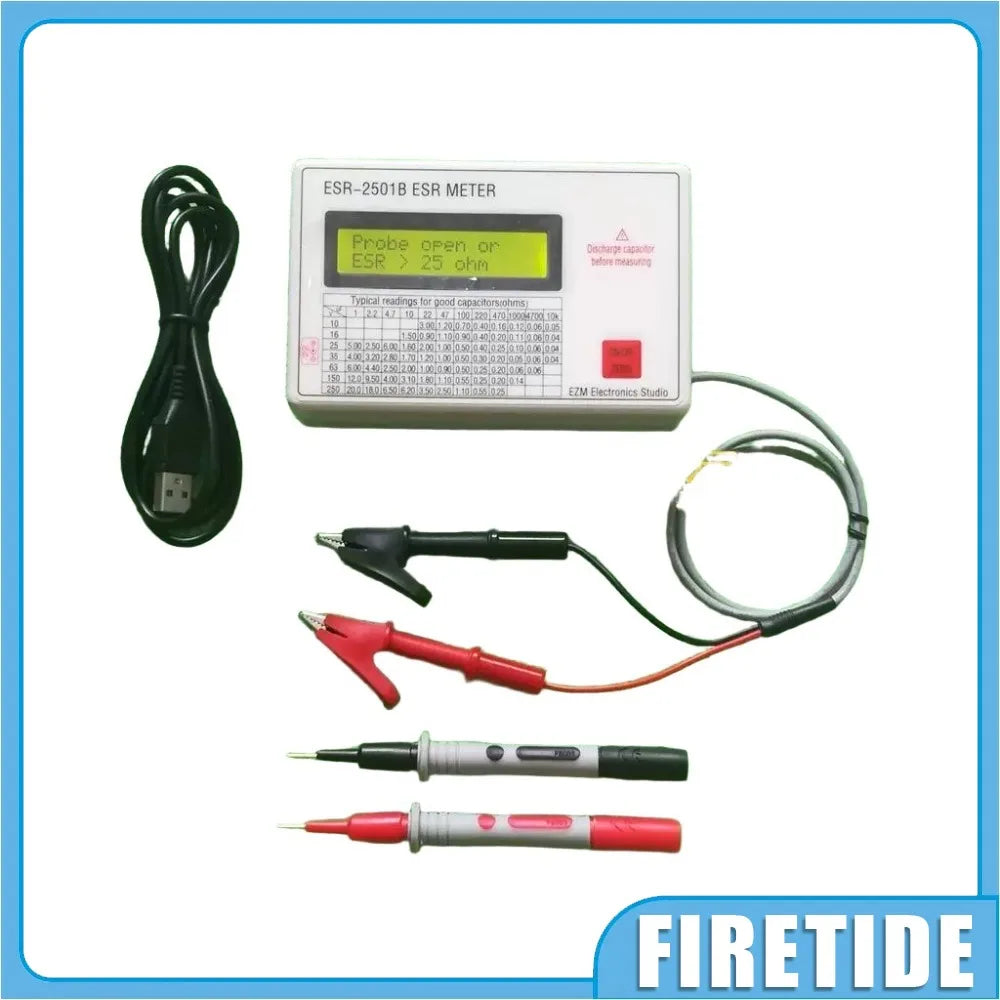 ESR-2501C Online Capacitor ESR Tester Capacitance Meter With Test Leads Clip