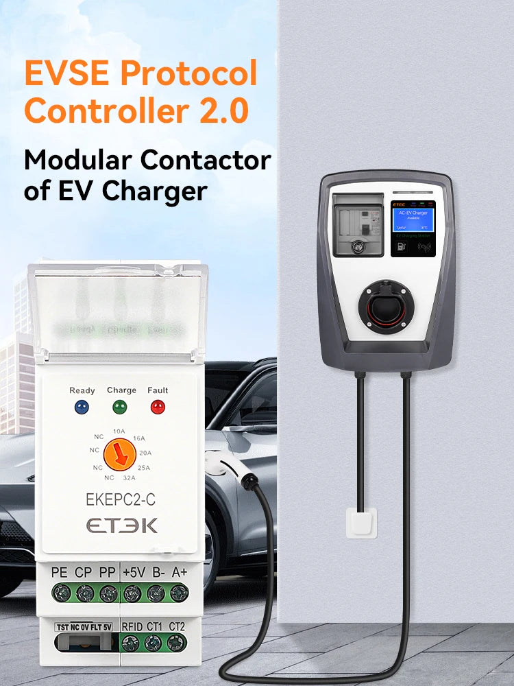 ETEK Evse Controller/RCMU/LCD/DLB CT, Electronic Protocol EPC Chontroller EV Charger Station Cable Socket 32A AC 240V EKEPC2