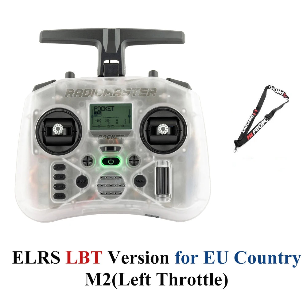 Radiomaster Pocket EdgeTX 2.4G Radio Controller FCC LBT (Mode2 Left-handed Throttle ) CC2500 / ELRS Hall Gimbal Transmitter