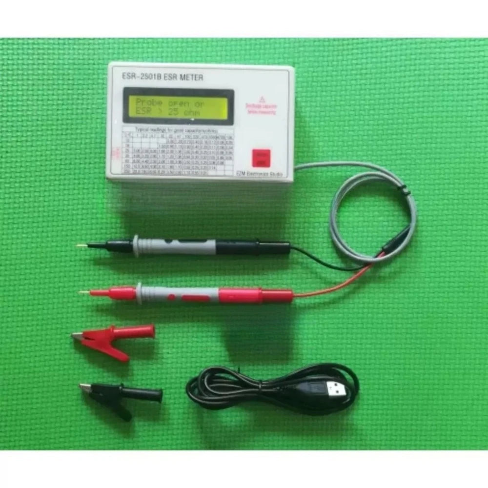 ESR-2501C Online Capacitor ESR Tester Capacitance Meter With Test Leads Clip