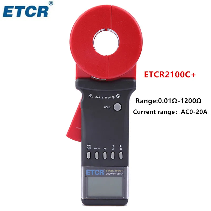 ETCR ETCR2100A+ Digital Ground Clamp Earth Resistance Tester 32mm High Precision 200 ohm Loop Resistance Measurement Meter