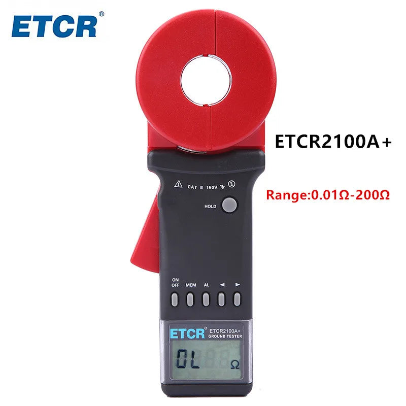 ETCR ETCR2100A+ Digital Ground Clamp Earth Resistance Tester 32mm High Precision 200 ohm Loop Resistance Measurement Meter