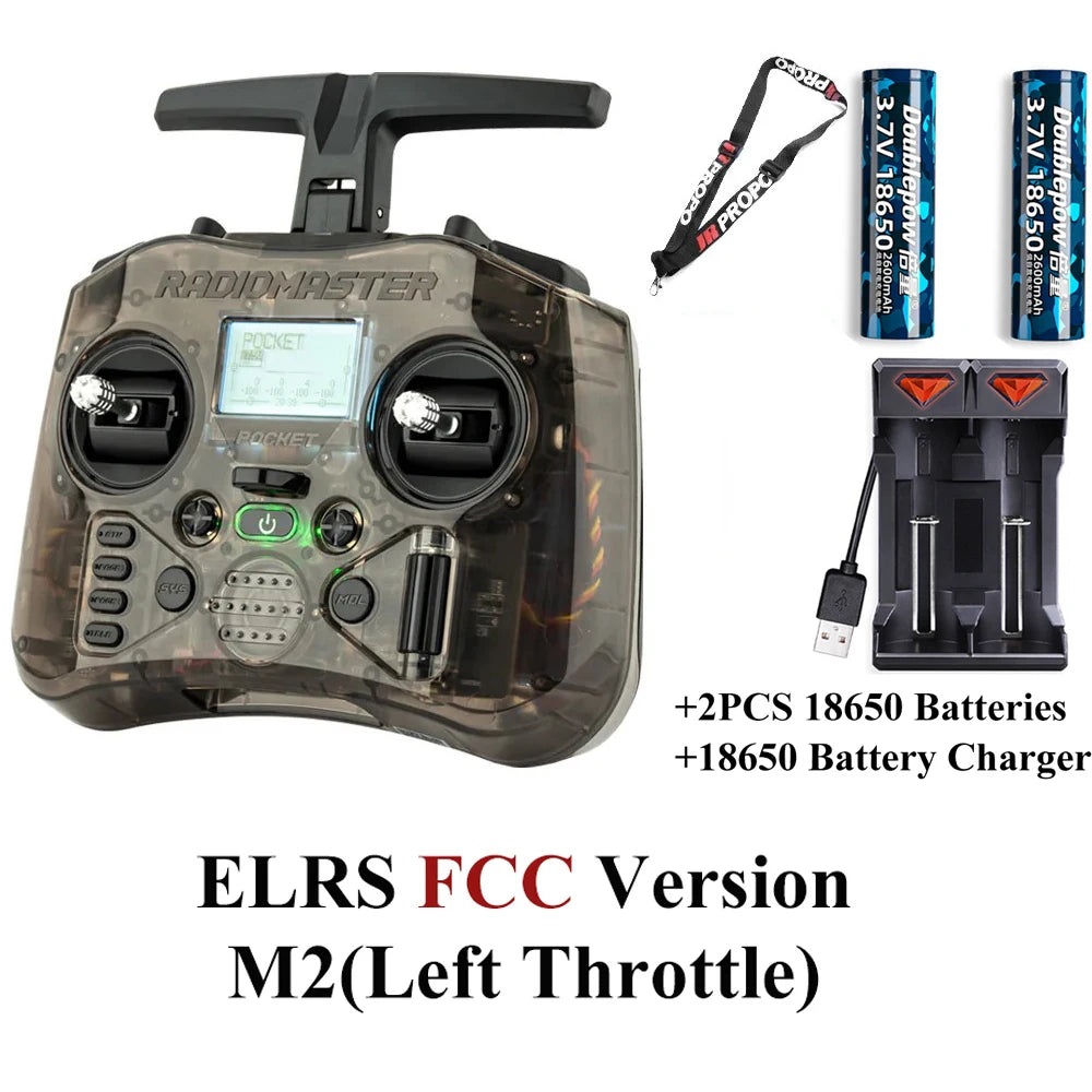 Radiomaster Pocket EdgeTX 2.4G Radio Controller FCC LBT (Mode2 Left-handed Throttle ) CC2500 / ELRS Hall Gimbal Transmitter