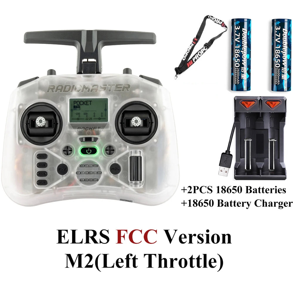 Radiomaster Pocket EdgeTX 2.4G Radio Controller FCC LBT (Mode2 Left-handed Throttle ) CC2500 / ELRS Hall Gimbal Transmitter