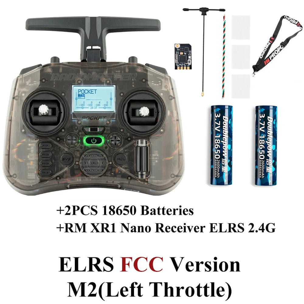 Radiomaster Pocket EdgeTX 2.4G Radio Controller FCC LBT (Mode2 Left-handed Throttle ) CC2500 / ELRS Hall Gimbal Transmitter