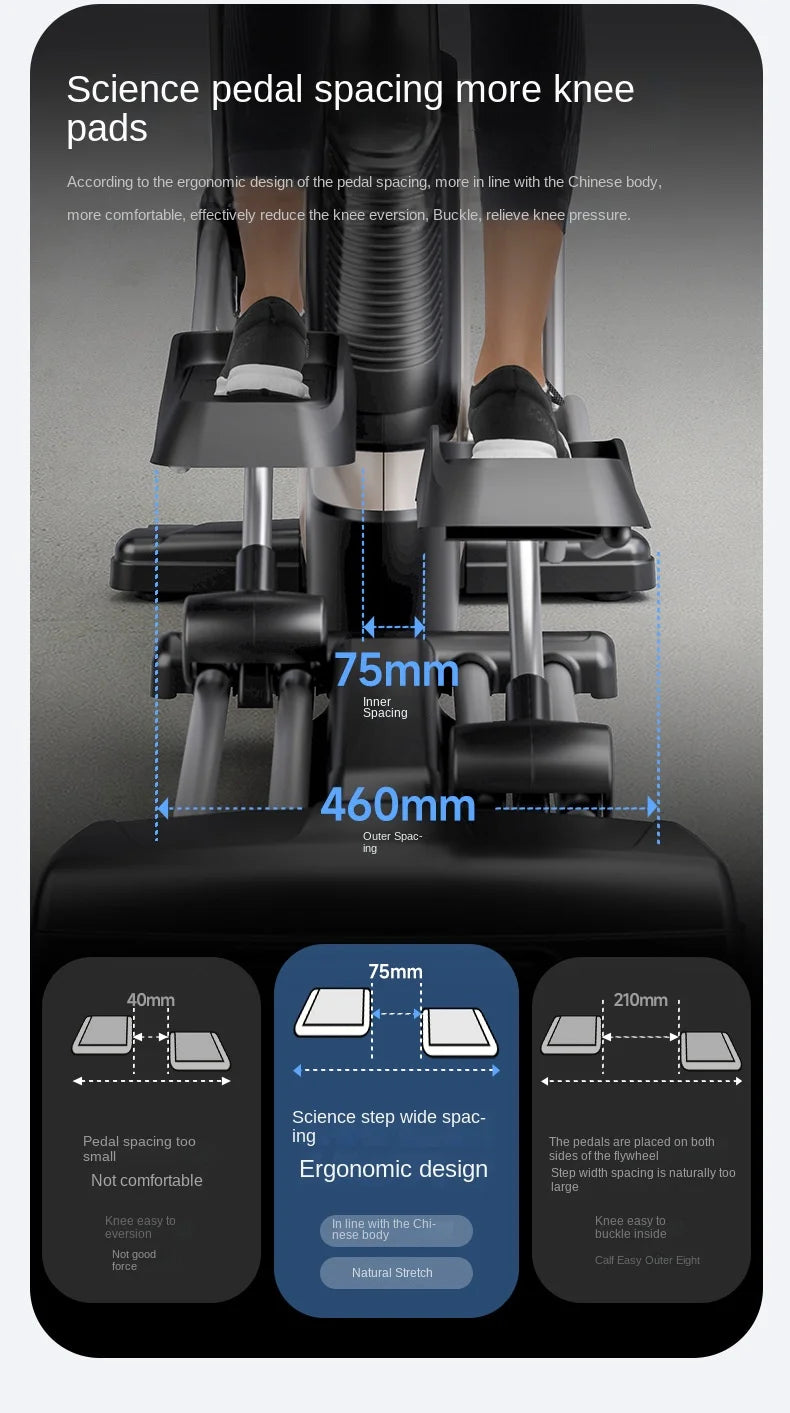 Manual Elliptical Machine Luxury Commercial Foldable Home Quiet Climber Gym Equipment With Digital Display Elliptical Trainers