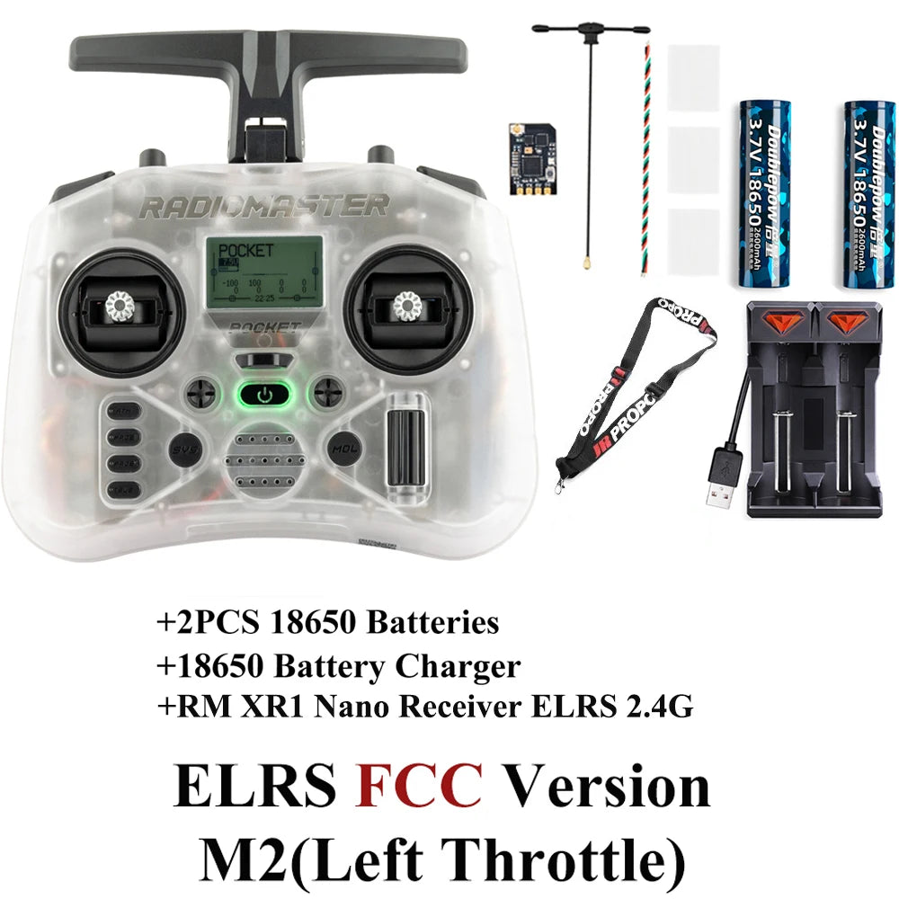 Radiomaster Pocket EdgeTX 2.4G Radio Controller FCC LBT (Mode2 Left-handed Throttle ) CC2500 / ELRS Hall Gimbal Transmitter