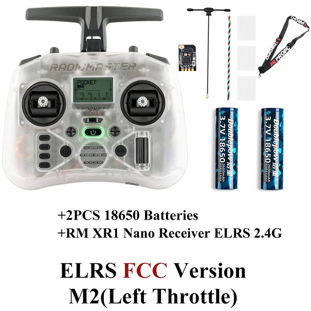 Radiomaster Pocket EdgeTX 2.4G Radio Controller FCC LBT (Mode2 Left-handed Throttle ) CC2500 / ELRS Hall Gimbal Transmitter