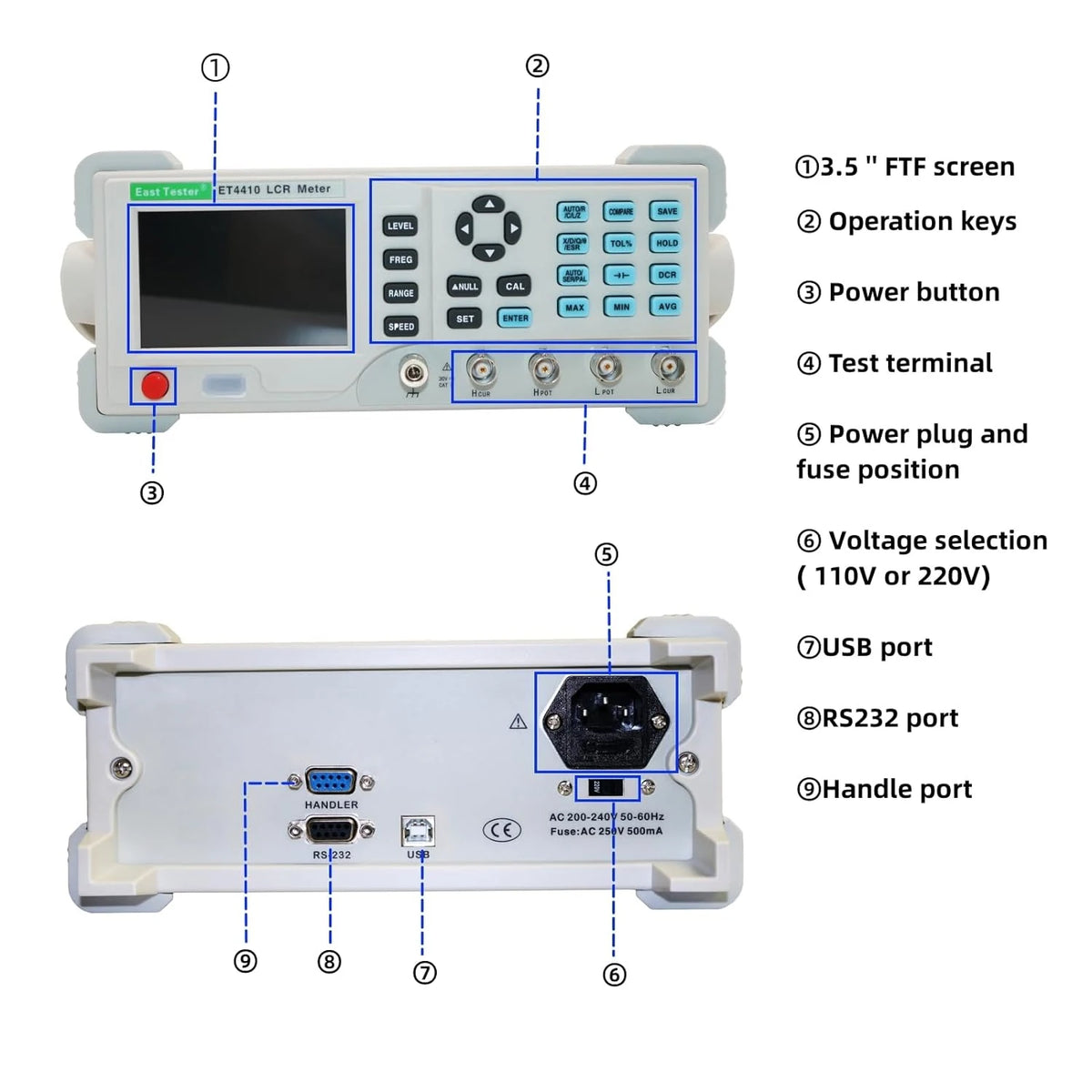 ET4401 ET4410 Desktop LCR Meter Digital Electric Bridge Capacitance Resistance Inductance Measure Instrument