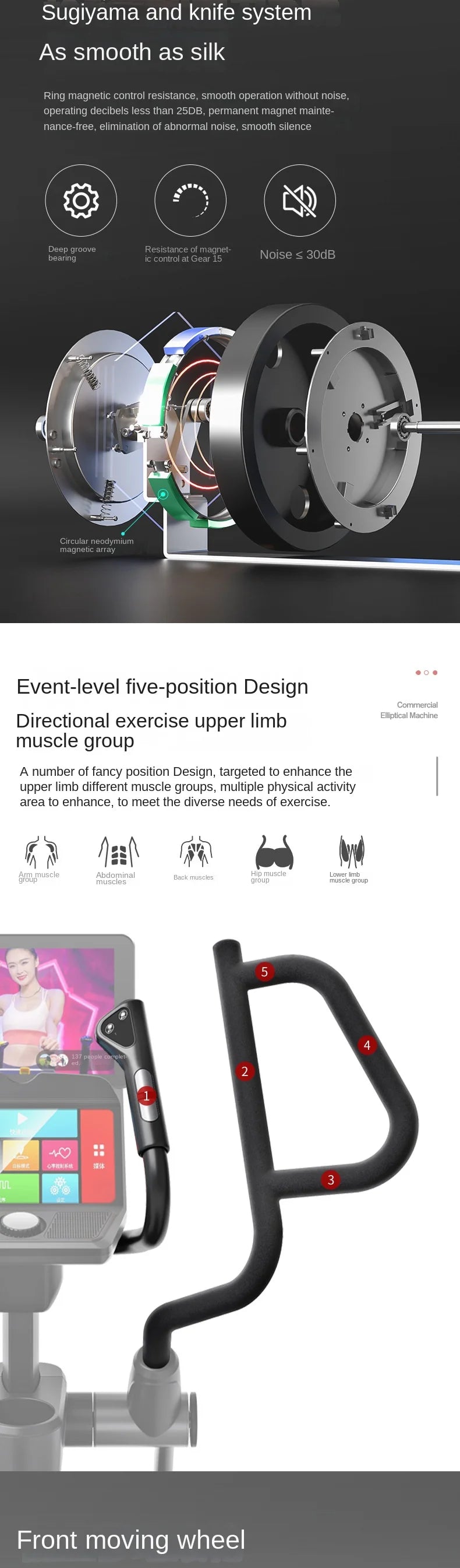 Manual Elliptical Machine Luxury Commercial Foldable Home Quiet Climber Gym Equipment With Digital Display Elliptical Trainers