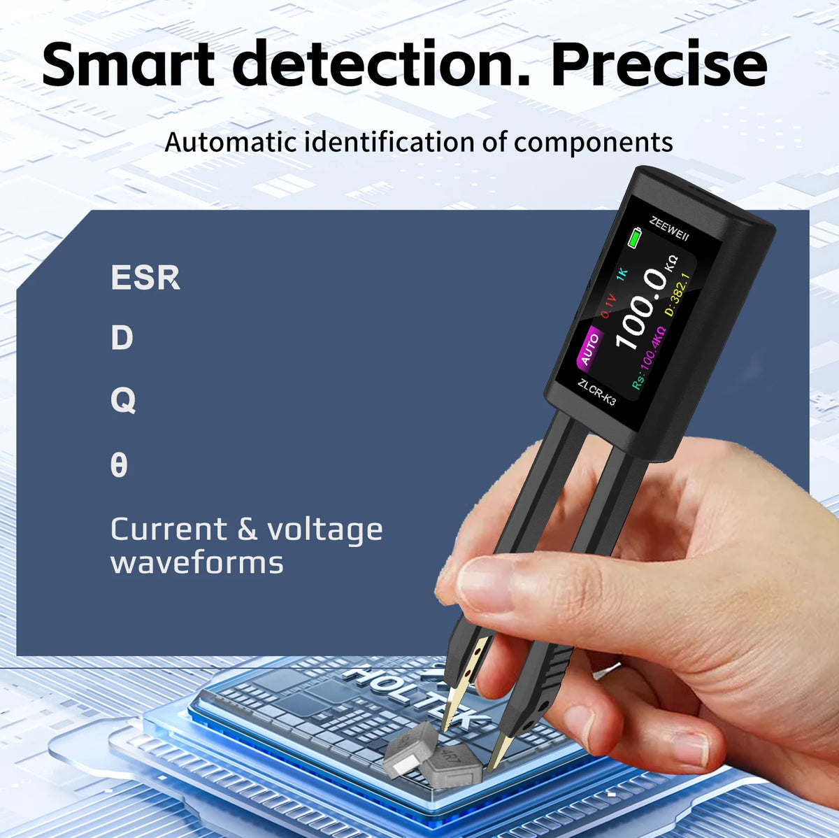 ZEEWEII New ZLCR-K3 LCR Tweezers Digital Bridge ESR Meter SMD 100Khz Electronic Component Multifunctional LRC Tester Tool