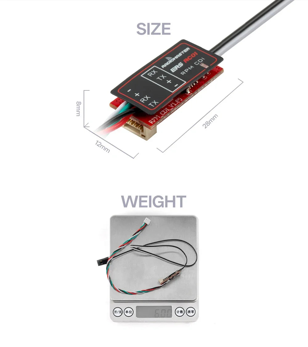 RadioMaster ERS Sensor Series 5-8.4V CV01 CU01 BA01 RB01 RC01 for ExpressLRS PWM Receivers ER6 ER8 ER8G ER8GV