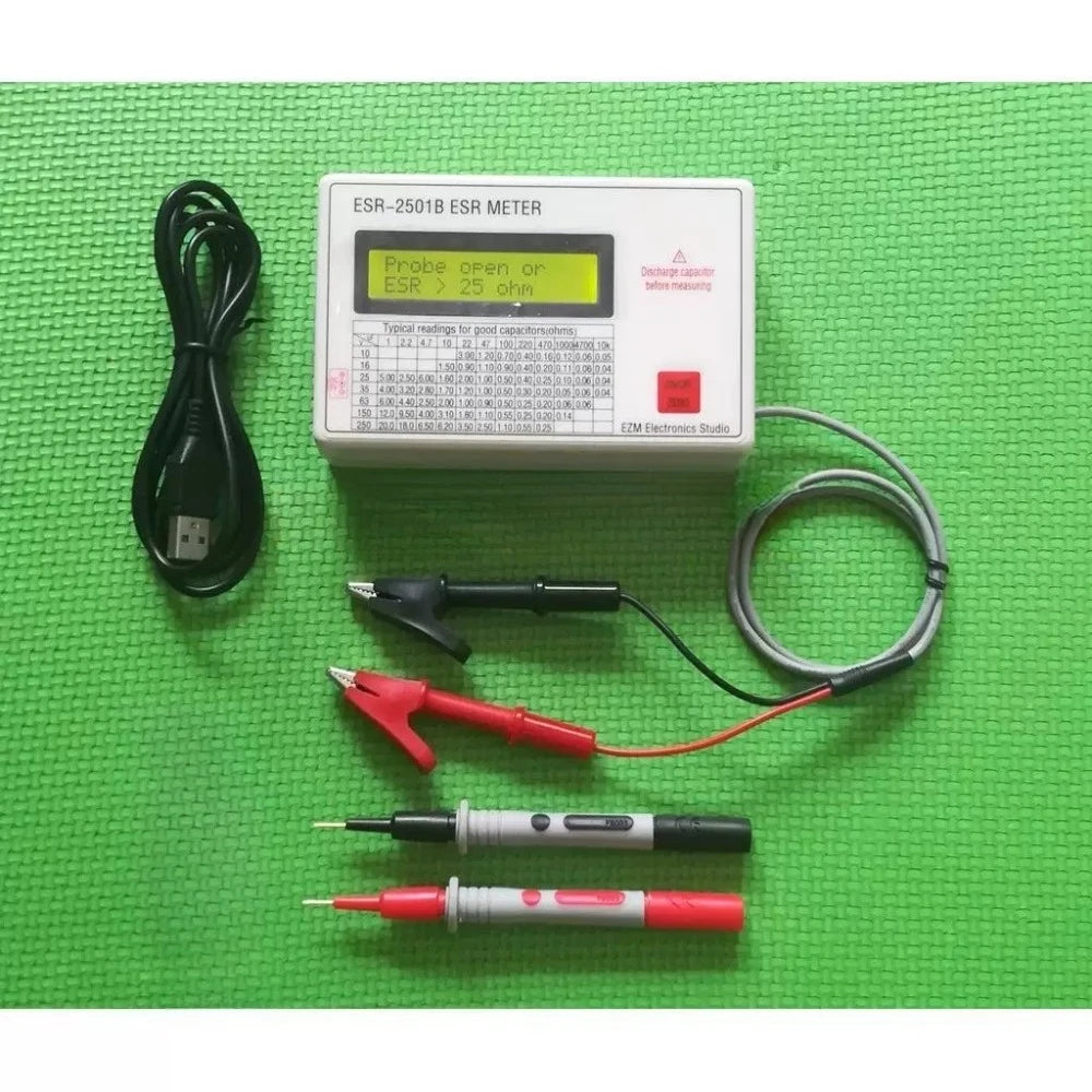 ESR-2501C Online Capacitor ESR Tester Capacitance Meter With Test Leads Clip