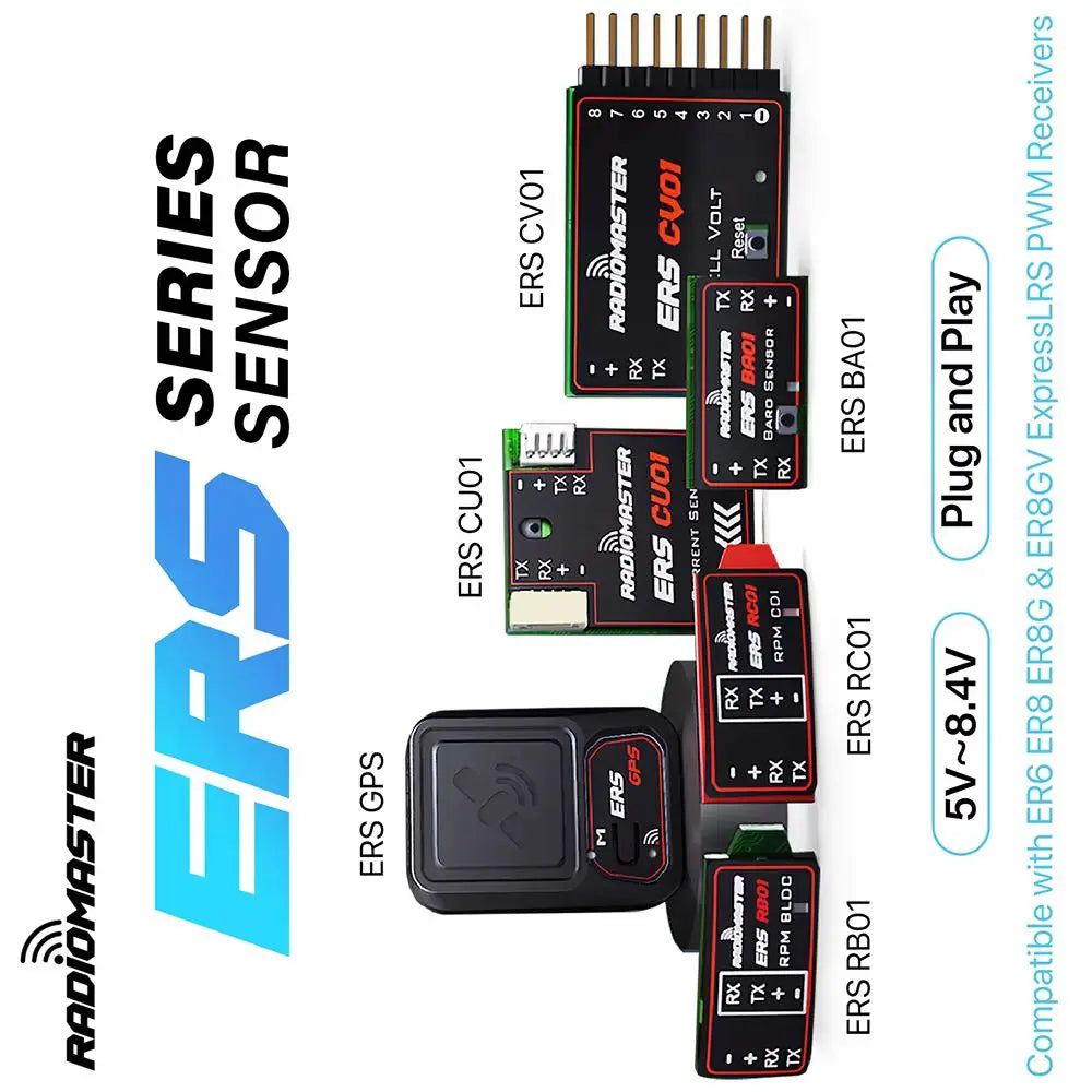 RadioMaster ERS Sensor Series 5-8.4V CV01 CU01 BA01 RB01 RC01 for ExpressLRS PWM Receivers ER6 ER8 ER8G ER8GV