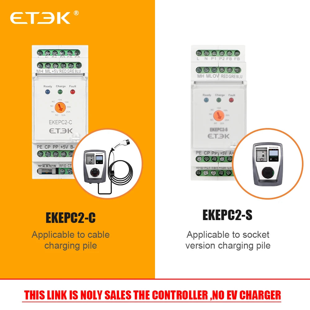 ETEK Evse Controller/RCMU/LCD/DLB CT, Electronic Protocol EPC Chontroller EV Charger Station Cable Socket 32A AC 240V EKEPC2