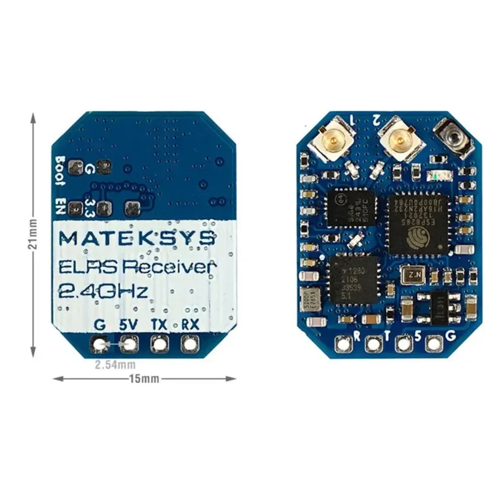 MATEKSYS ELRS-R24-D 2.4G Receiver - ELRS Protocol, CRSF, Nano/Micro/Mini Size, for FPV Racing Freestyle Long-Range RC Systems