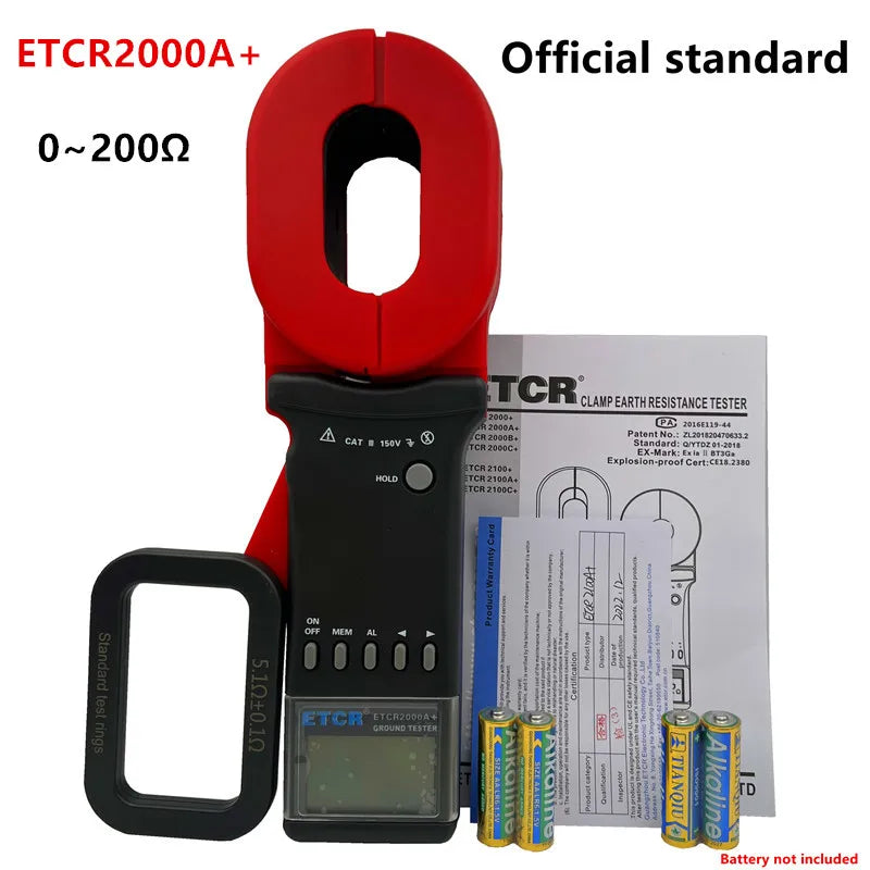 ETCR ETCR2100A+ Digital Ground Clamp Earth Resistance Tester 32mm High Precision 200 ohm Loop Resistance Measurement Meter