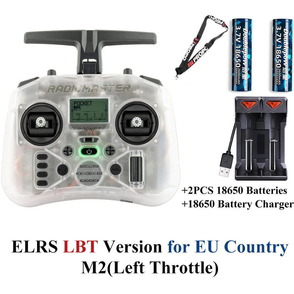 Radiomaster Pocket EdgeTX 2.4G Radio Controller FCC LBT (Mode2 Left-handed Throttle ) CC2500 / ELRS Hall Gimbal Transmitter