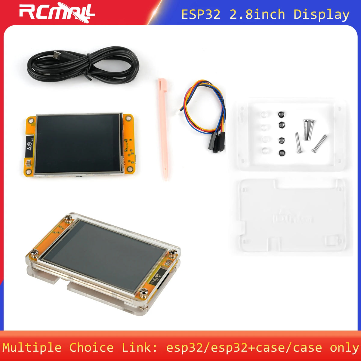 RCmall 2.8'' ESP32 Display ESP32-2432S028R 240*320 2.8inch LCD TFT Module ILI9341 Driver Resistive Touchscreen for Arduino IoT