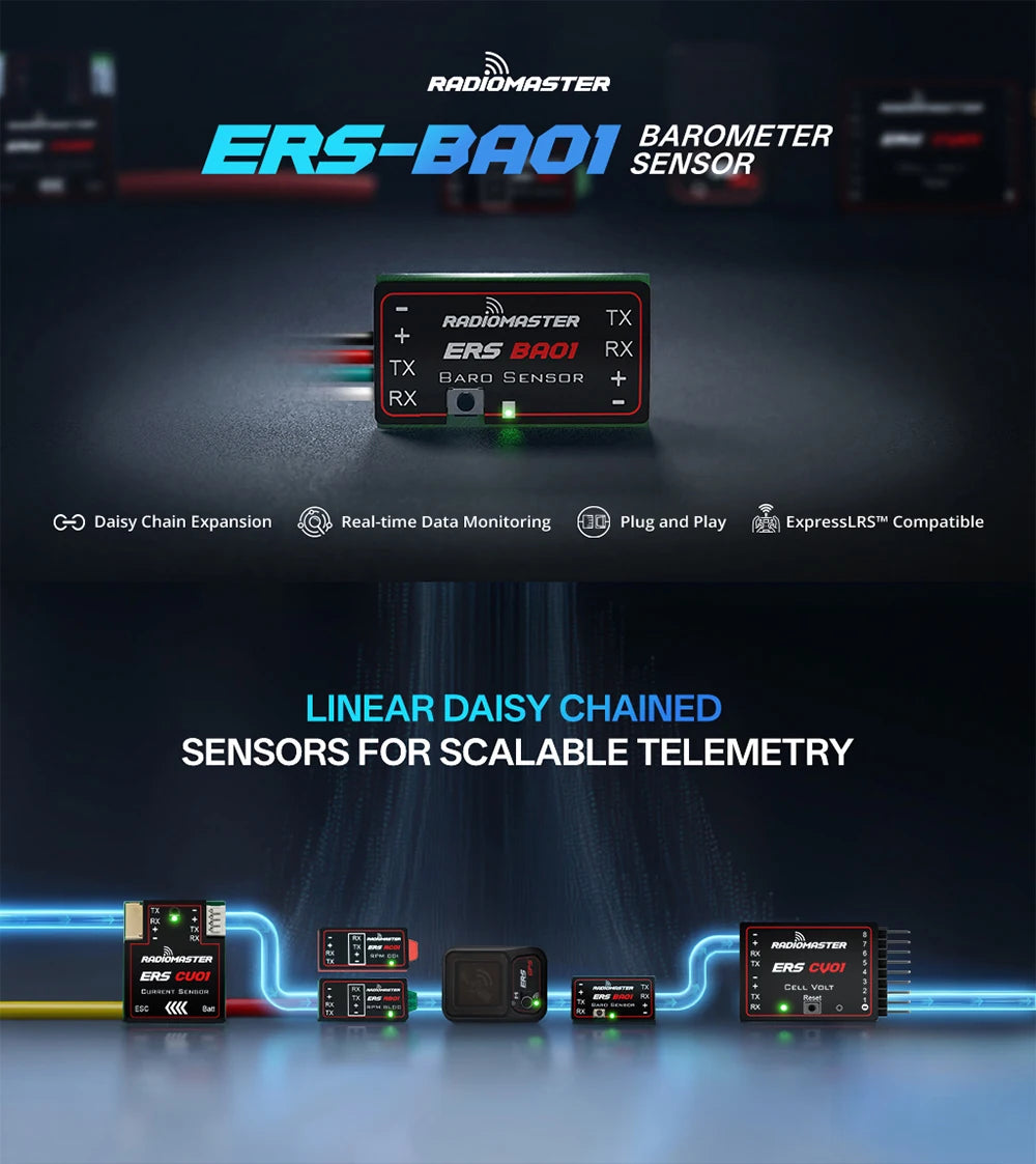 RadioMaster ERS Sensor Series 5-8.4V CV01 CU01 BA01 RB01 RC01 for ExpressLRS PWM Receivers ER6 ER8 ER8G ER8GV
