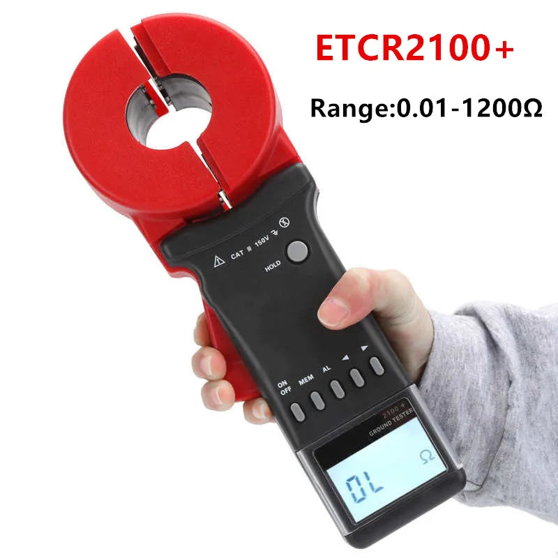 ETCR ETCR2100A+ Digital Ground Clamp Earth Resistance Tester 32mm High Precision 200 ohm Loop Resistance Measurement Meter