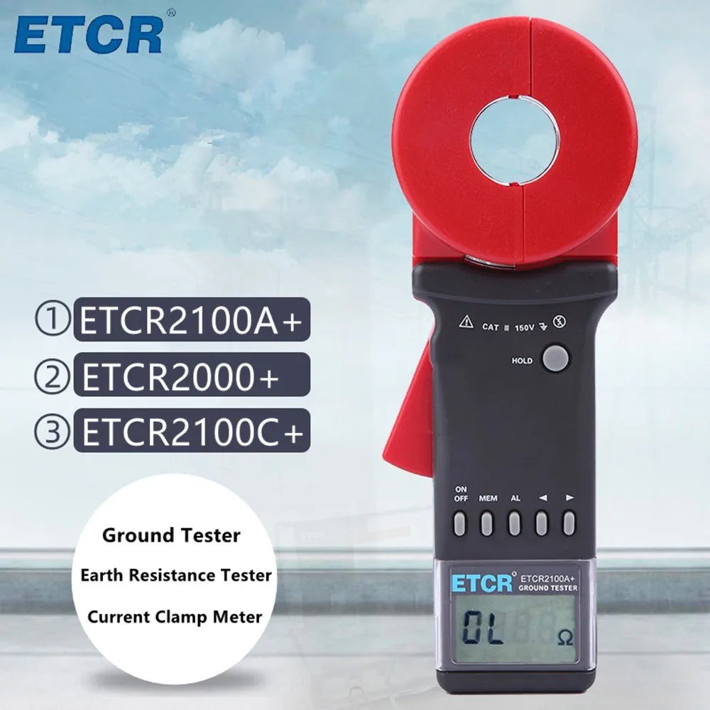 ETCR ETCR2100A+ Digital Ground Clamp Earth Resistance Tester 32mm High Precision 200 ohm Loop Resistance Measurement Meter