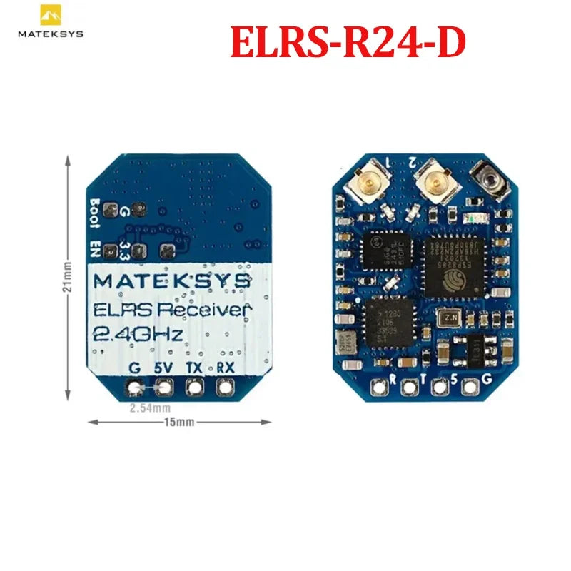 MATEKSYS ELRS-R24-D 2.4G Receiver - ELRS Protocol, CRSF, Nano/Micro/Mini Size, for FPV Racing Freestyle Long-Range RC Systems