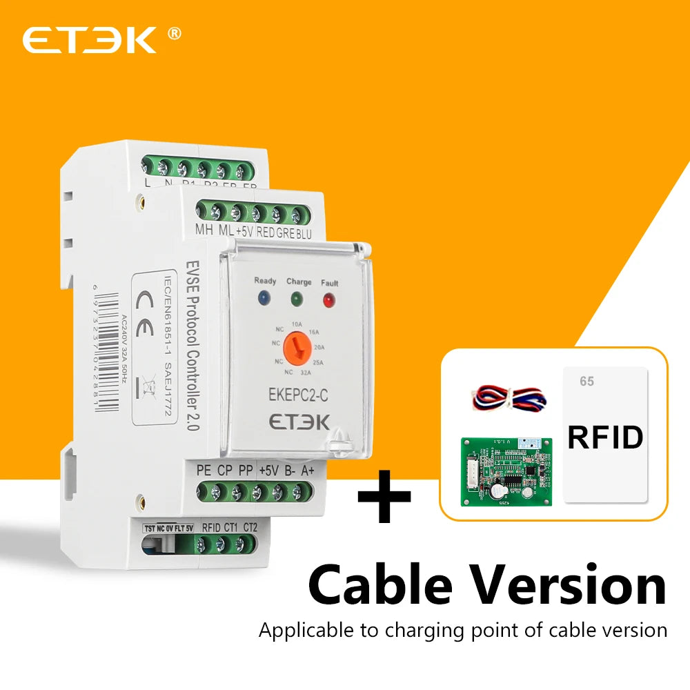 ETEK Evse Controller/RCMU/LCD/DLB CT, Electronic Protocol EPC Chontroller EV Charger Station Cable Socket 32A AC 240V EKEPC2